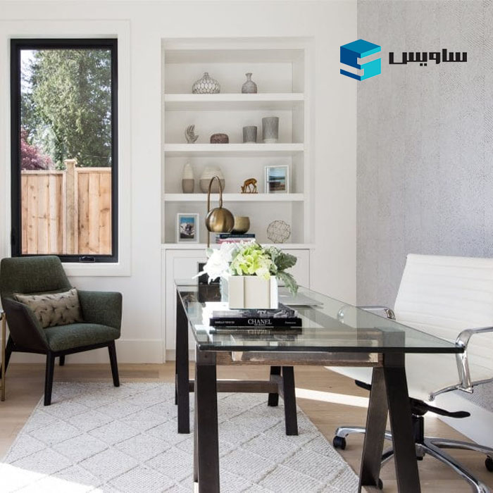 اتاق کار شیک در منزل ترکیب سبک مدرن و مینیمال